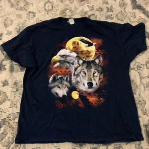 Wolf and eagle moon tshirt